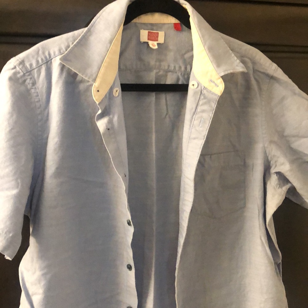 Hudson North short sleeve chambray denim style casual button down shirt